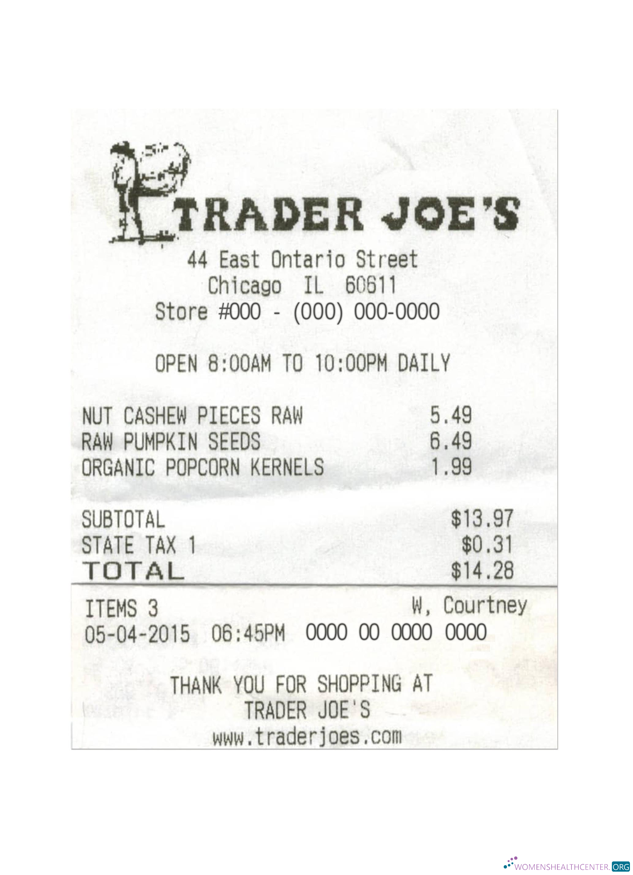 Download TRADER JOE'S cash receipt Photoshop template